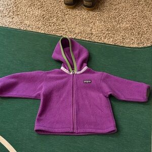 Vintage Patagonia Purple Fleece Jacket with Green Trim, Girls 12mos